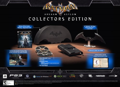 The USA Collector's Edition gets a proper slipcase for the game, a leather-bound Arkham Asylum Journal, all held in a stylish metallic box