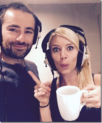 Russ Bain (Rodrik Forrester) and Amy Pemberton (Elaena Glenmore) in the recording studio
