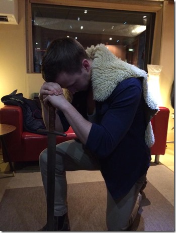 Alex in the studio - method acting at its finest!