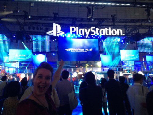 Donna listening to Sins of the Father at the Tokyo Game Show in 2013